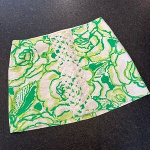 Lilly Pulitzer Vibrant Green and White Mini Skirt